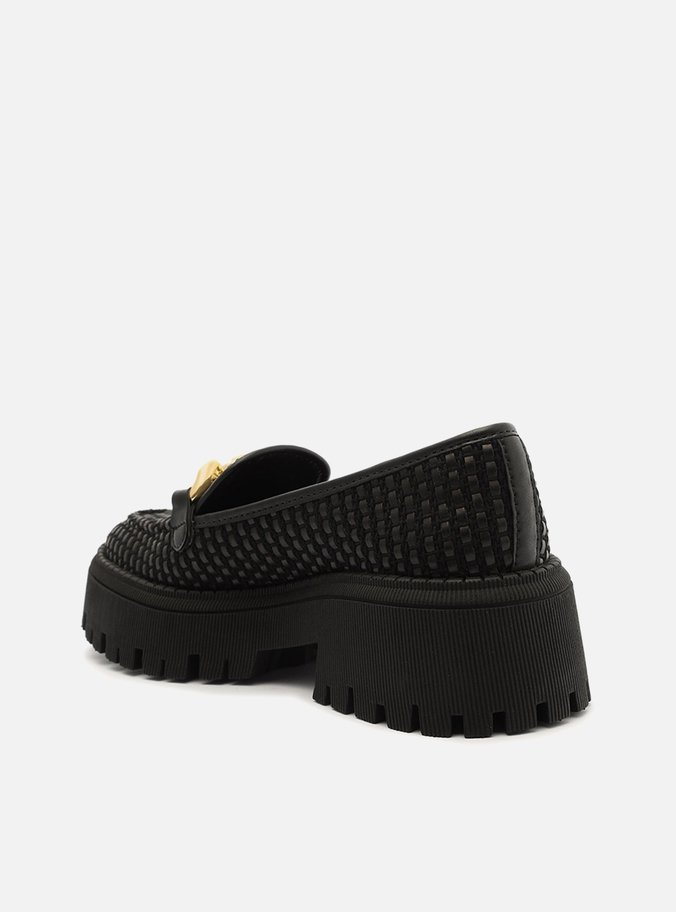 Mocassim Preto Tramado Tratorado Corrente