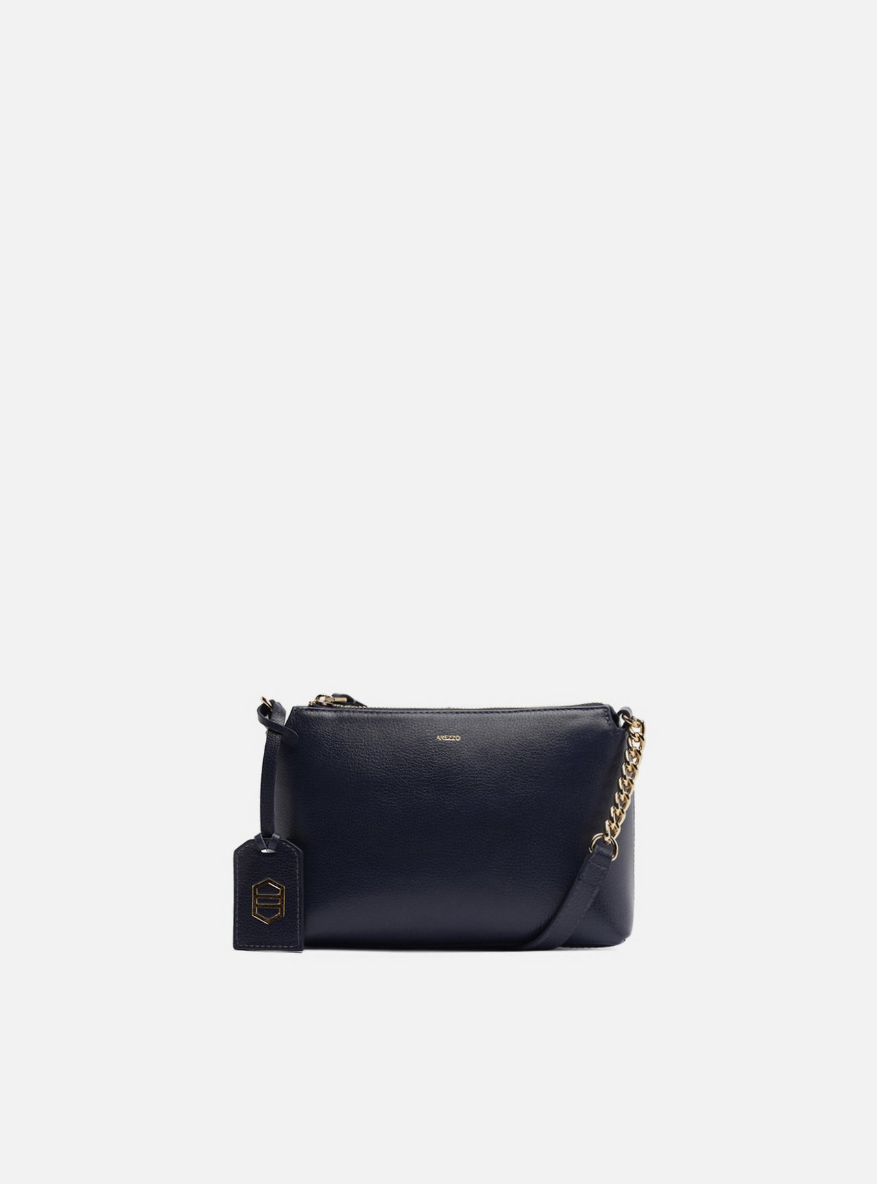 Bolsa Tiracolo Azul Couro Pequena Alça Corrente — foto 1