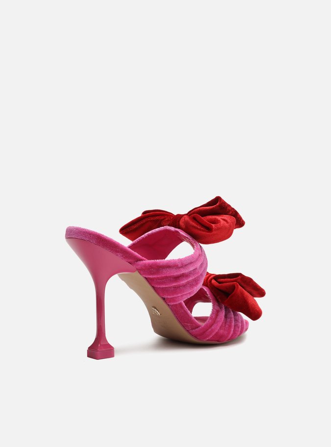 Sandália Rosa Veludo Salto Fino Taça