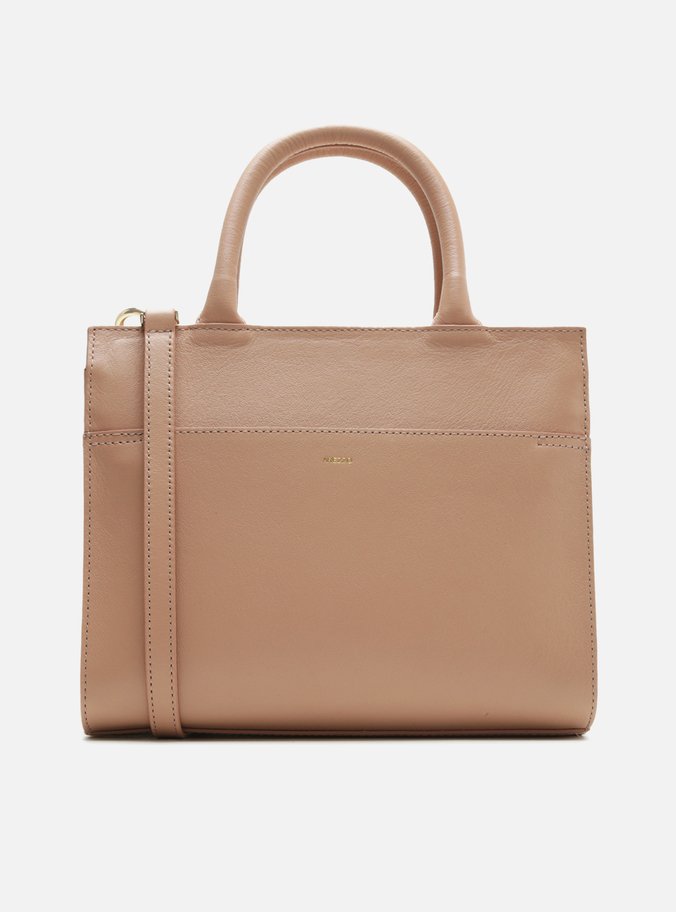 Bolsa Tote Nude Couro Média Detalhe Argola