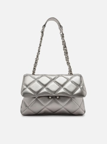 Bolsa Tiracolo Prata Velho Couro Mizz Média