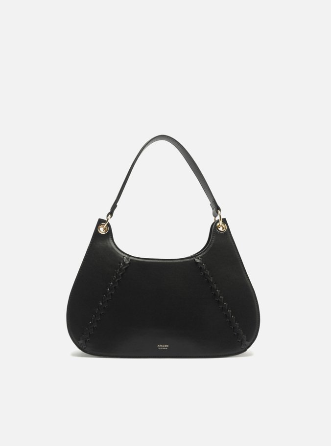 Bolsa Shoulder Preta Grande Metais Zíper