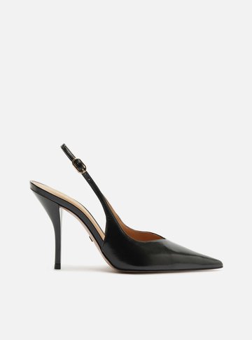 Arezzo — Scarpin Preto Couro Salto Fino Slingback