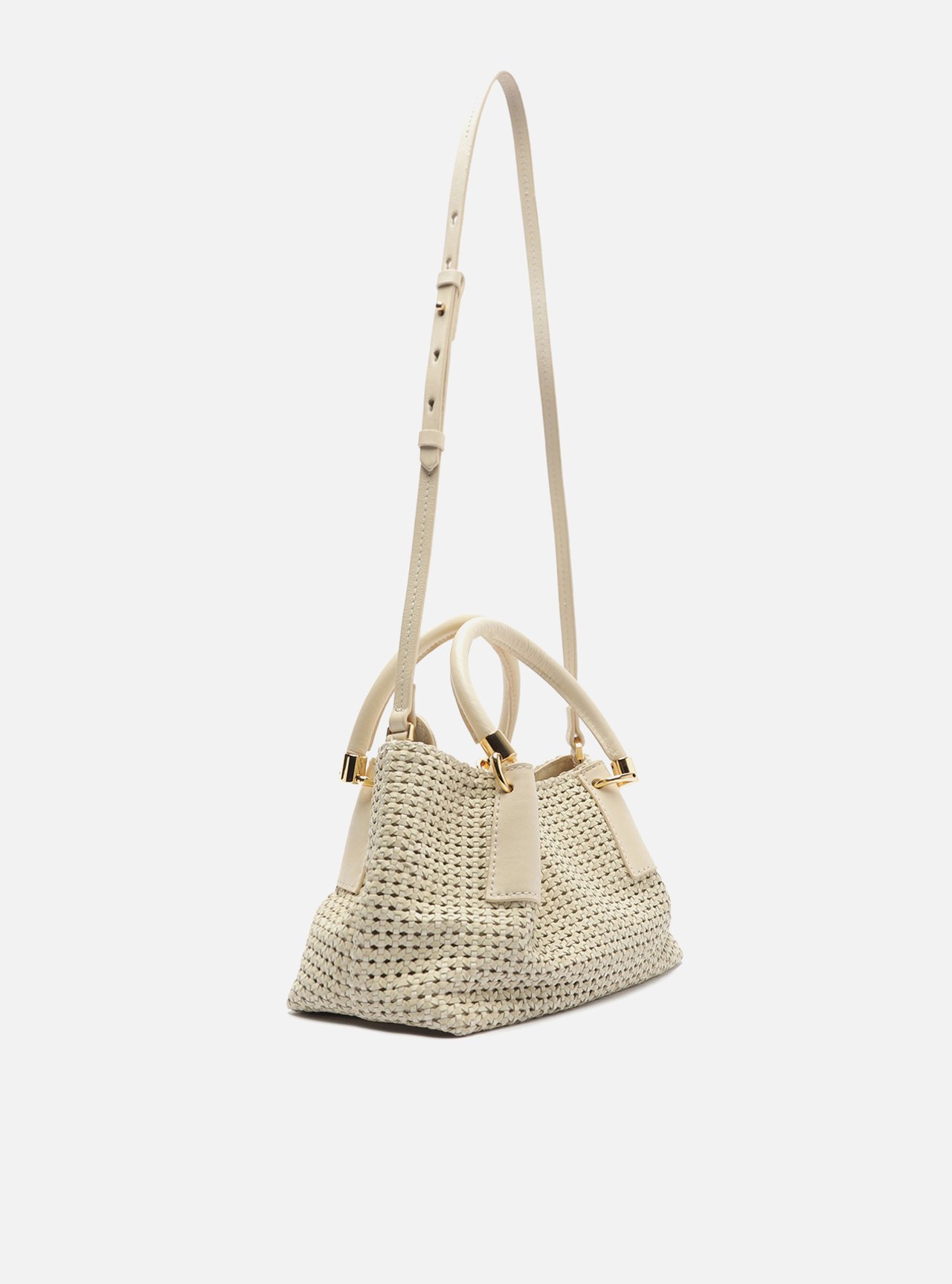 Bolsa Tote Off-White Couro Tramada Média — foto 5