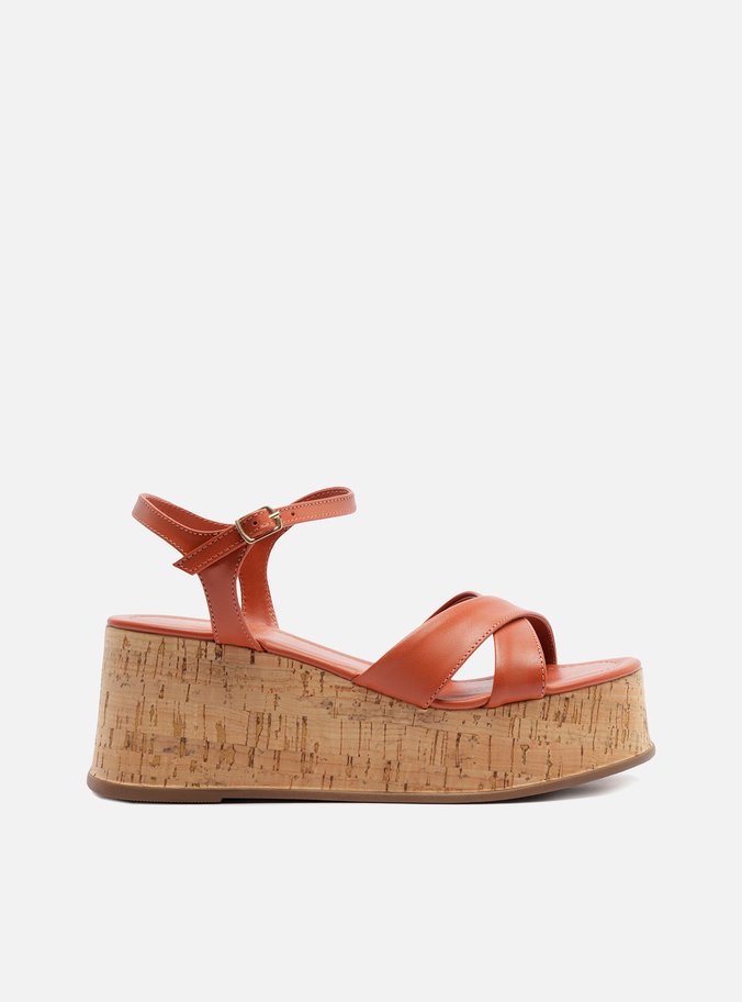 Sandália Laranja Salto Plataforma