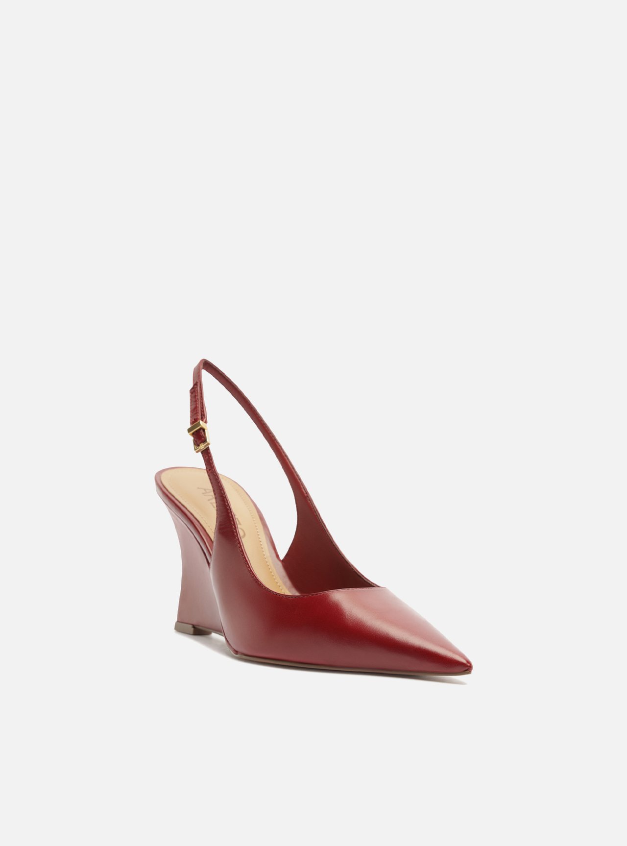 Scarpin Vermelho Couro Salto Alto Anabela Slingback — foto 2