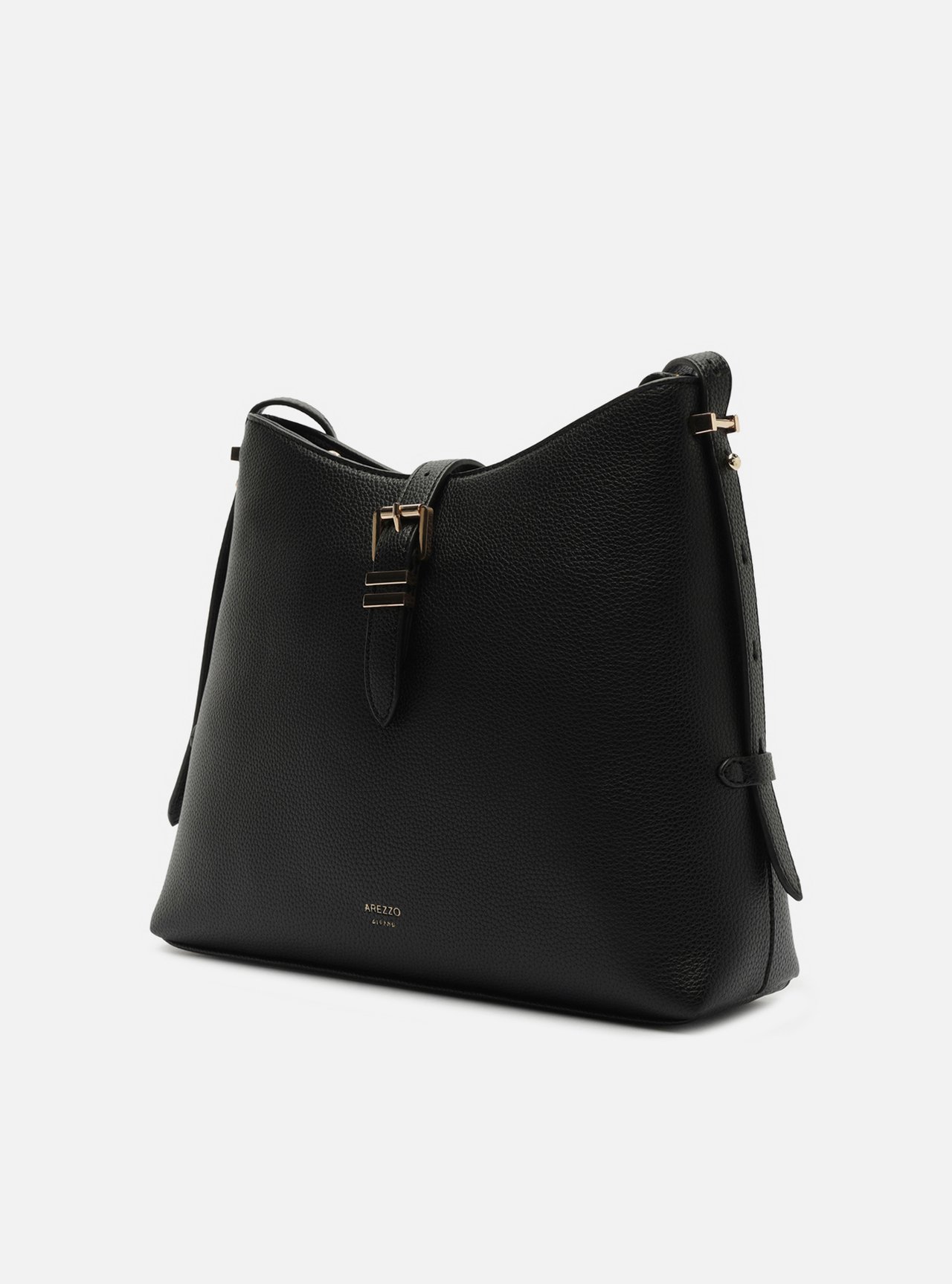 Bolsa Tiracolo Preta Grande Fivela Dourada — foto 2