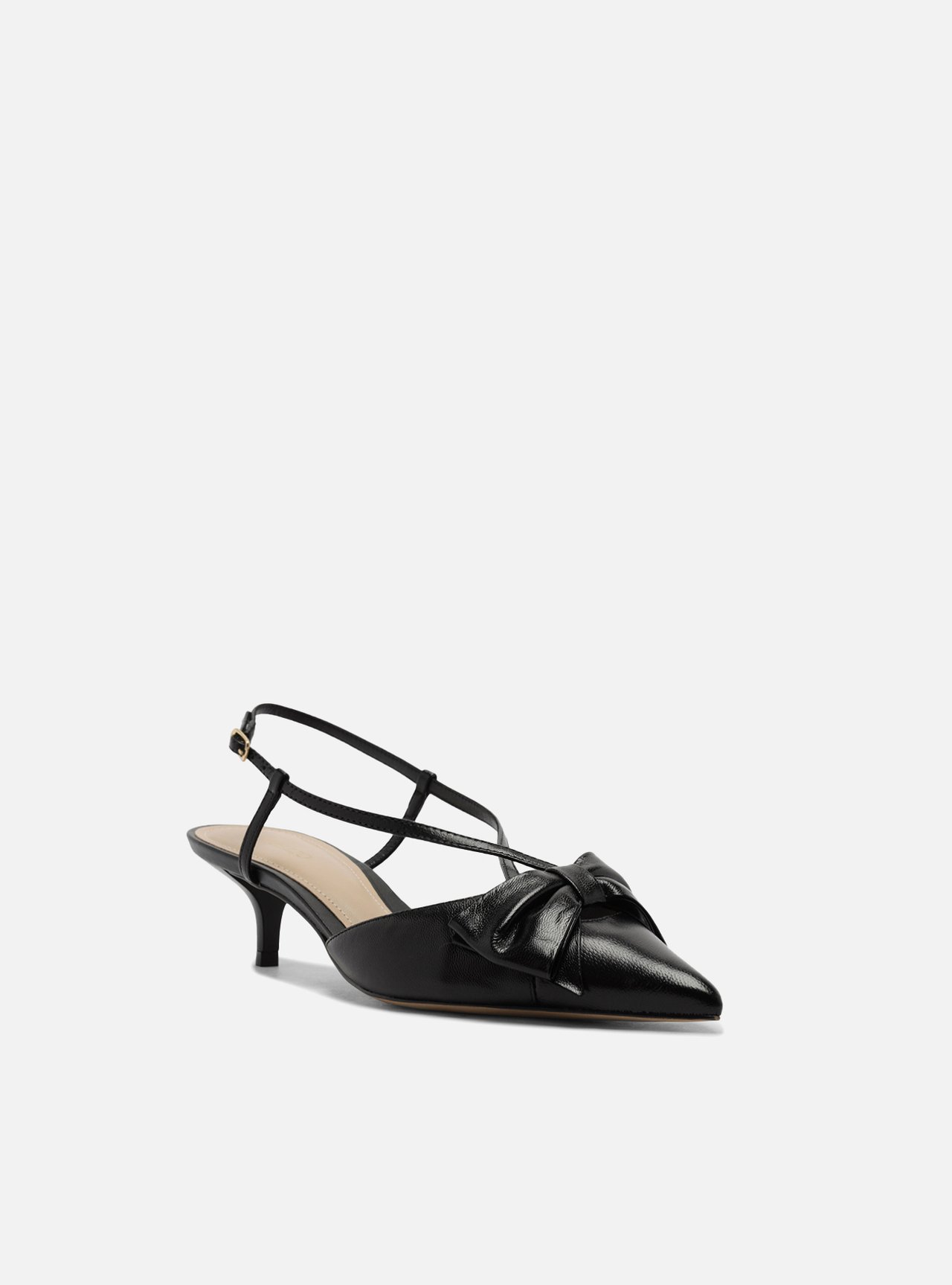 Scarpin Preto Nappa Capra Salto Fino Laço — foto 2