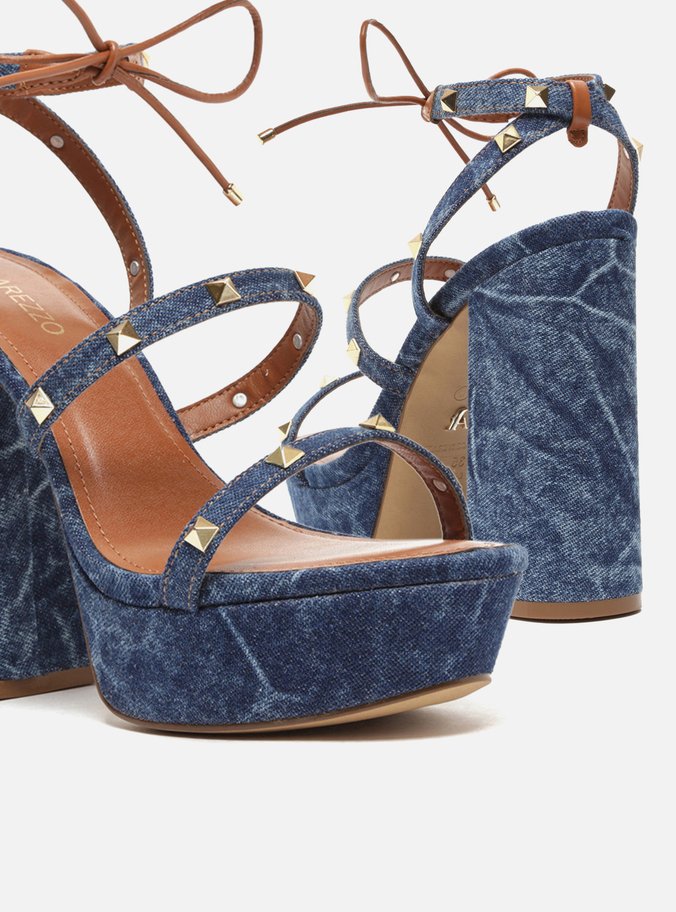 Sandália Azul Jeans Amarração