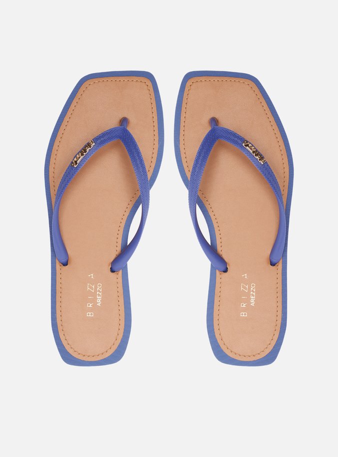 Chinelo de Dedo Azul Square Palmilha Marrom
