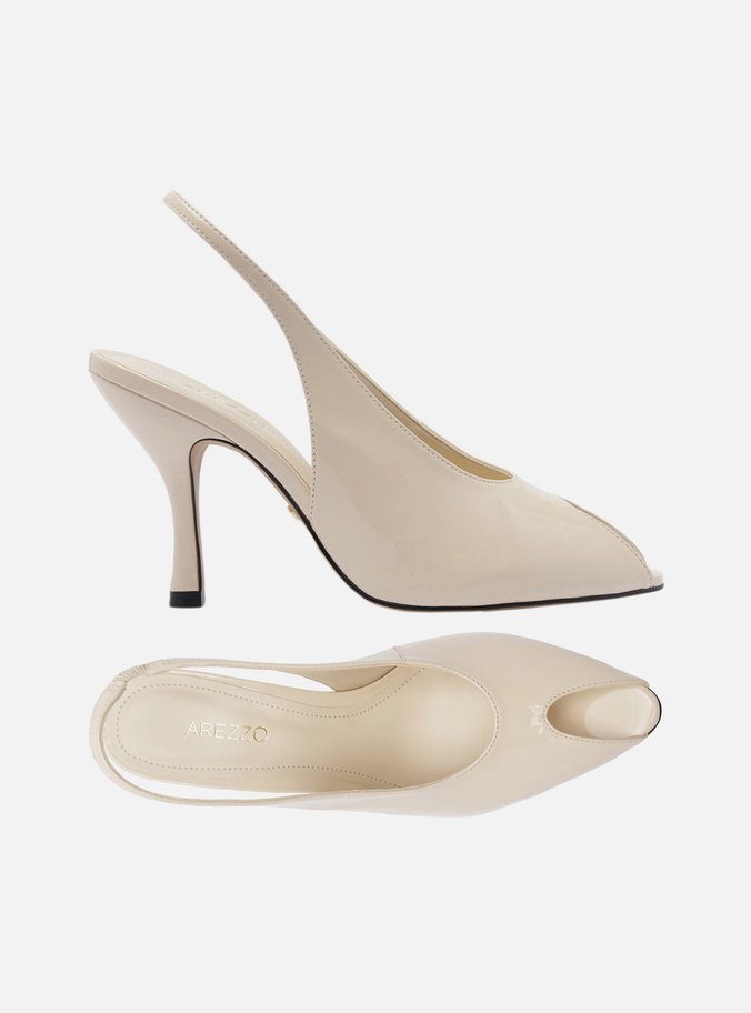 Peep Toe Branco Verniz Salto Alto Slingback