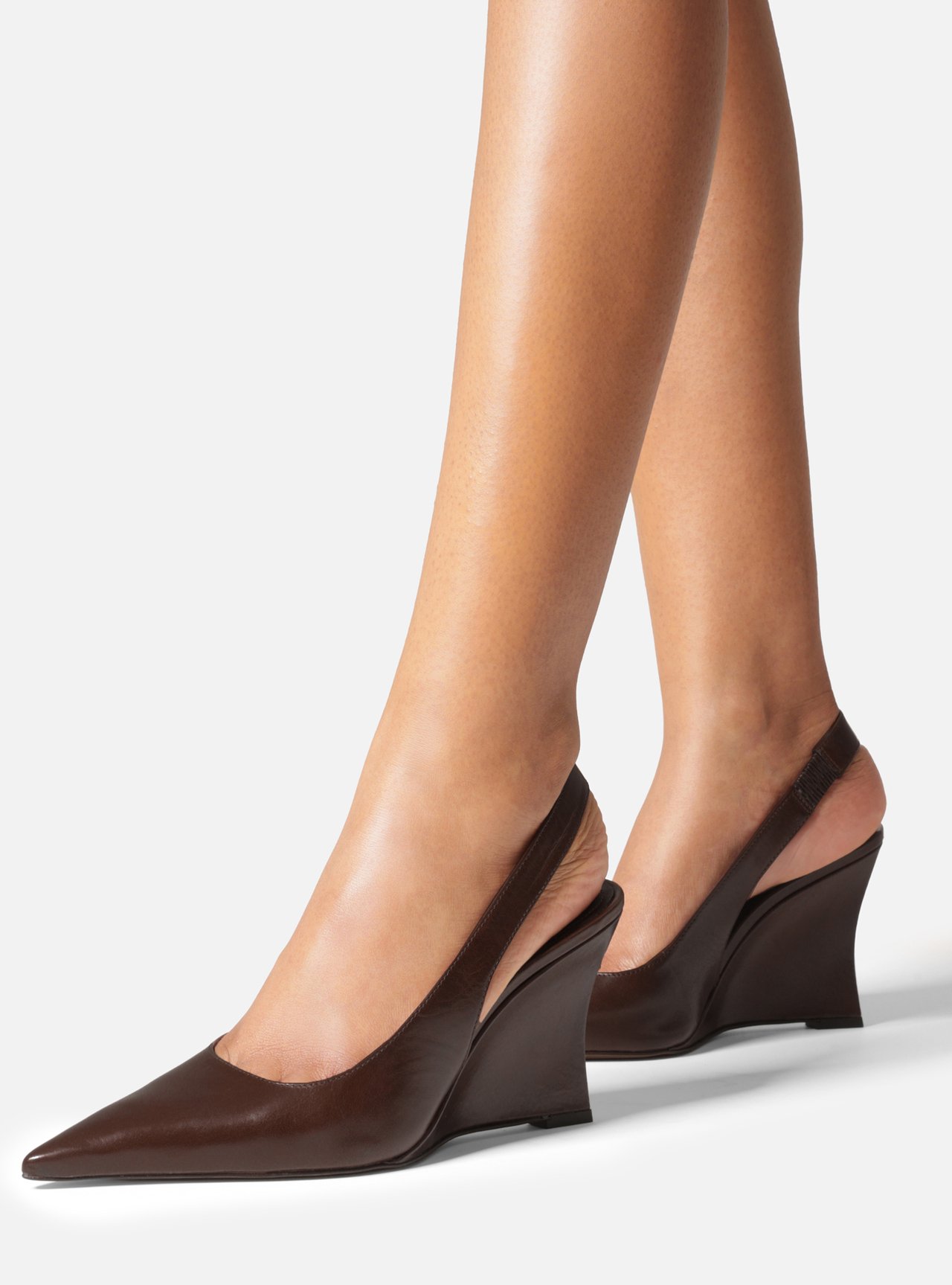 Scarpin Marrom Couro Anabela Slingback — foto 6