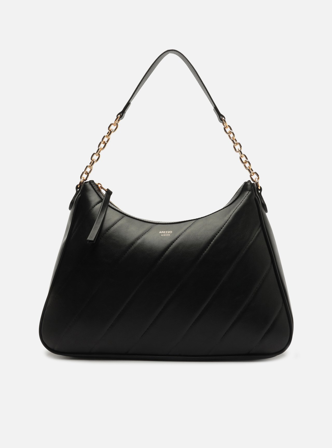 Bolsa Hobo Preta Grande Alça Corrente — foto 1