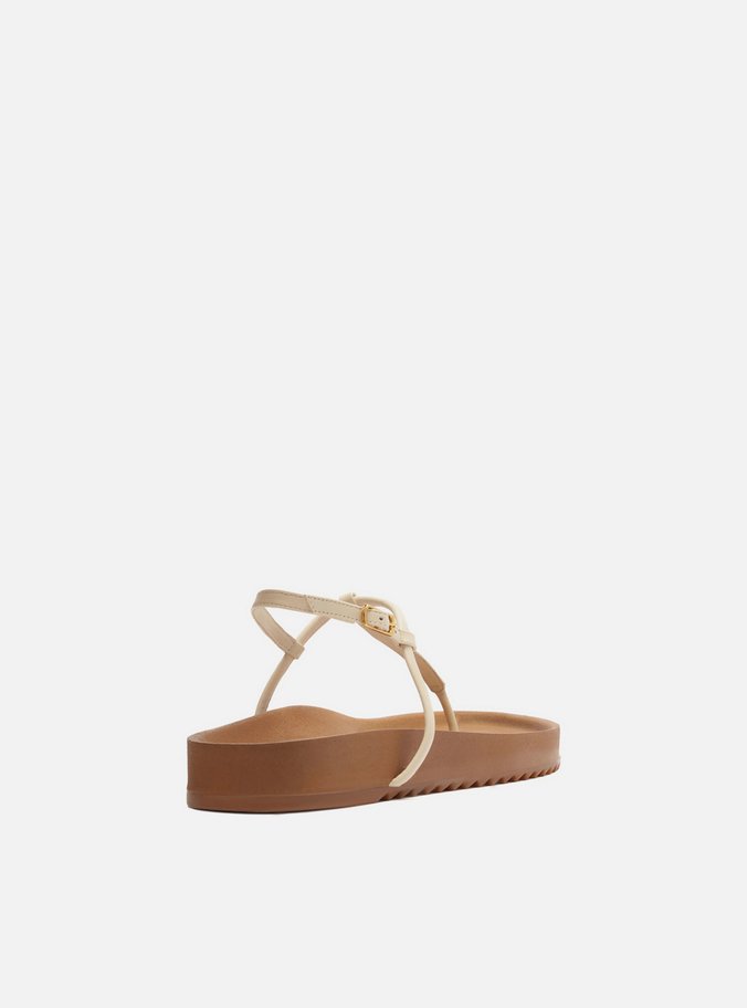 Sandália Papete Branca Flatform Tiras Slim