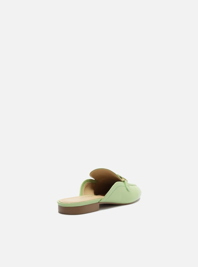 Mule Verde Couro Bridão Metálico