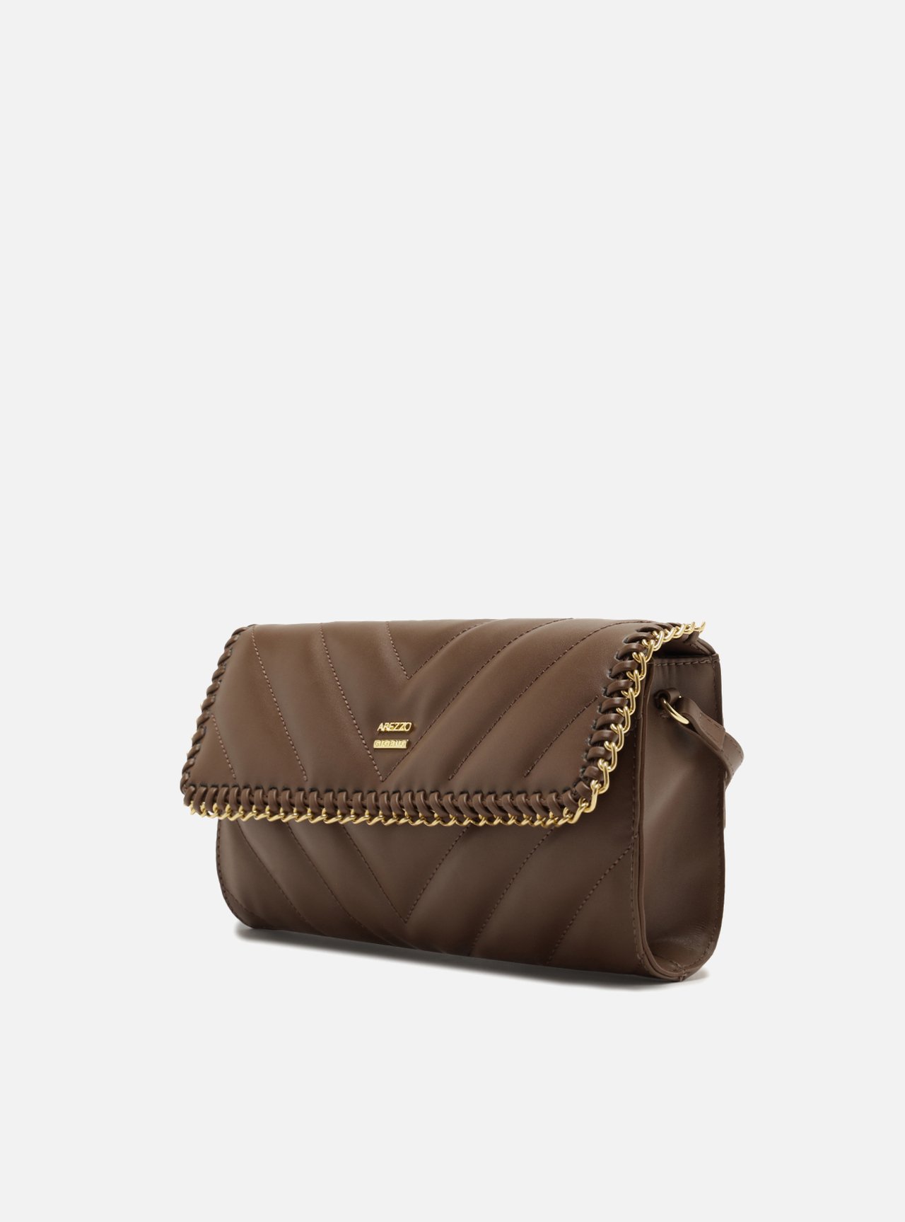 Bolsa Tiracolo Marrom Média Matelassê Corrente — foto 2