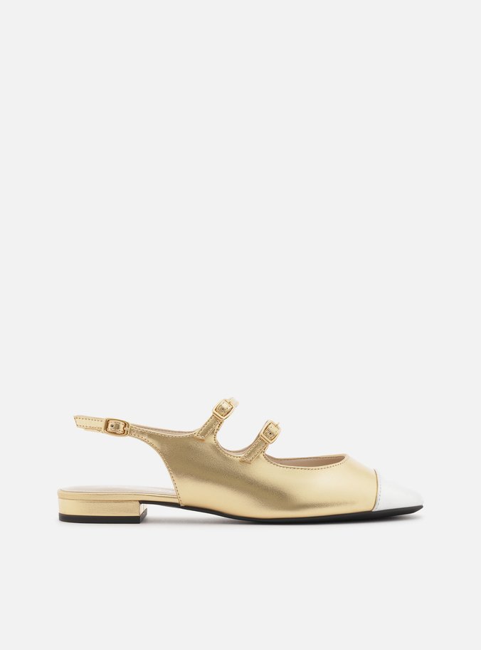 Sapatilha Boneca Metalizada Verniz Tiras Cap Toe