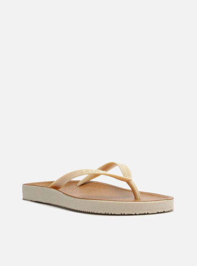 Chinelo de Dedo Off-White Palmilha Marrom