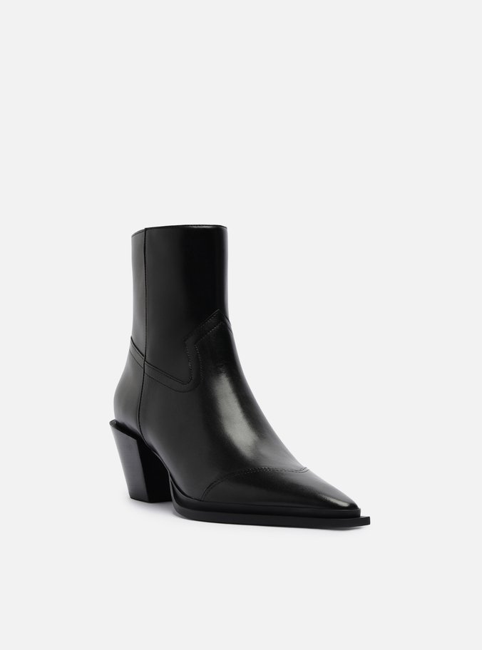 Bota Preta Couro Cano Curto Western