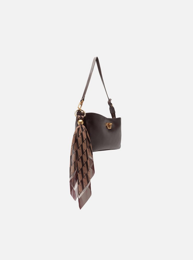 Bolsa Tiracolo Marrom Couro Pequena Lenço