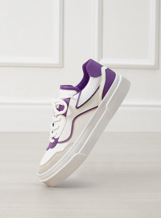 Tênis Branco Roxo Flatform