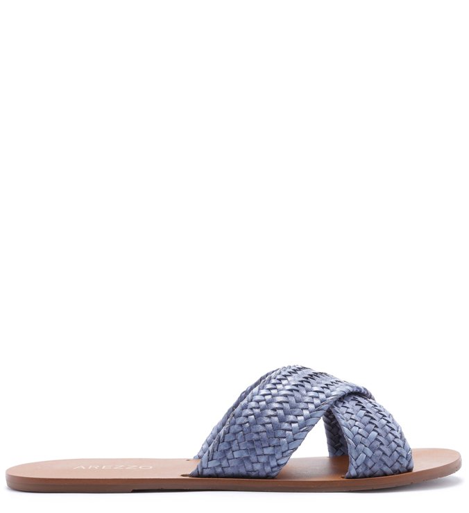 Rasteira Feminina Pantone Tiras Trança Jelly Blue