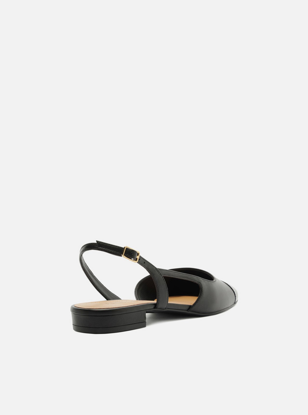 Sapatilha Preta Couro Slingback Cap Toe Verniz — foto 3