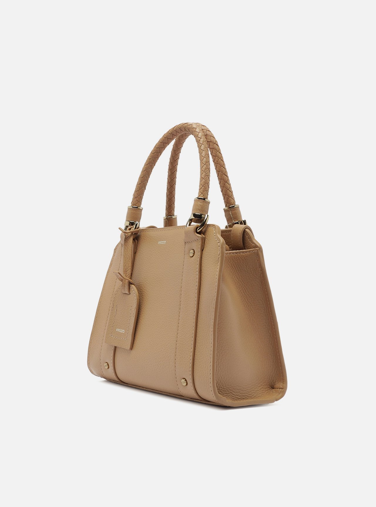 Bolsa Tote Bege Couro Piazza Média — foto 2