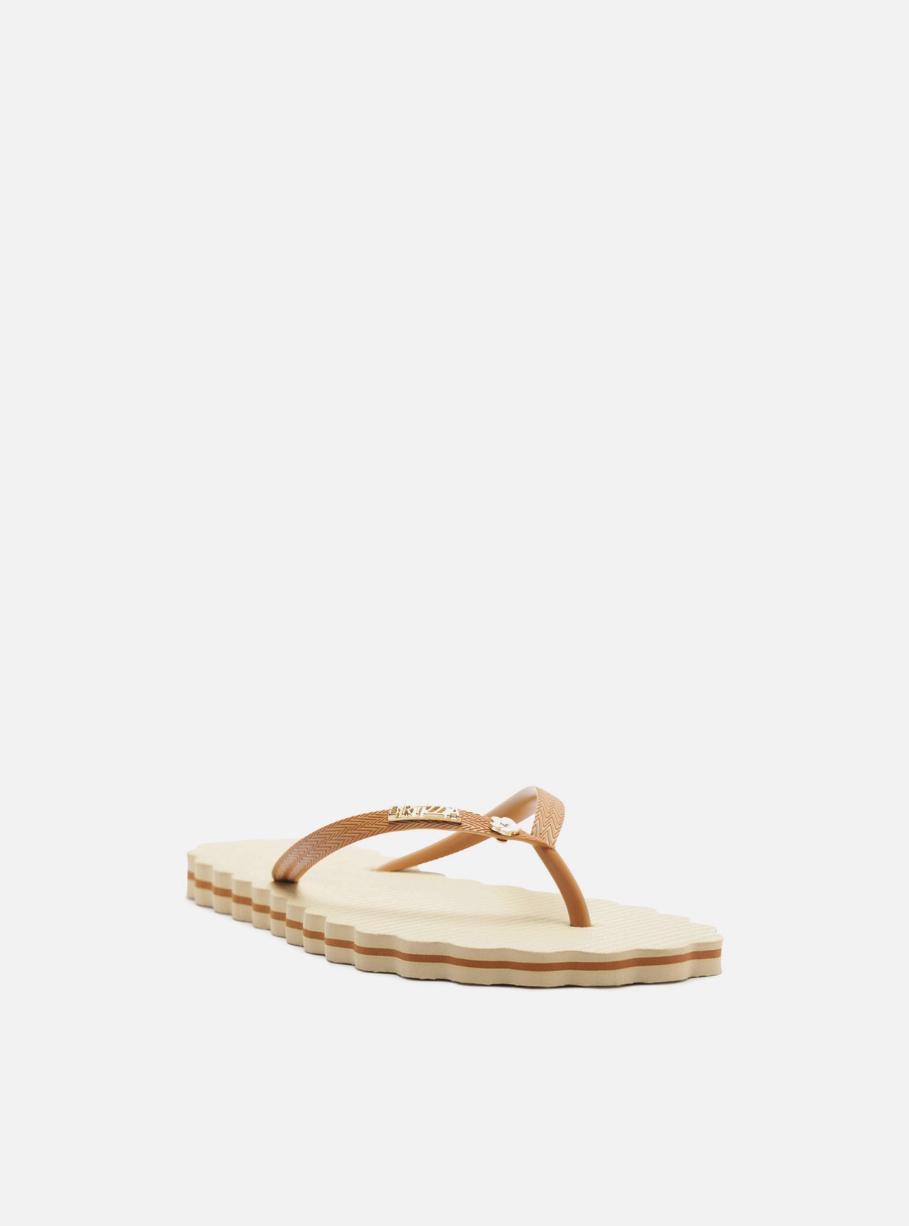 Chinelo de Dedo Marrom Flatform Metais Brizza — foto 2