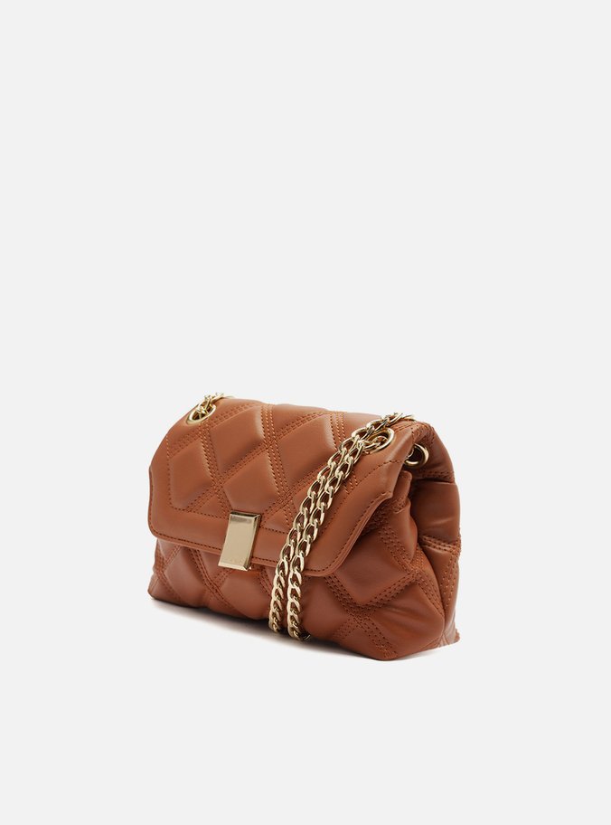 Bolsa Tiracolo Marrom Matelassê Pequena Corrente