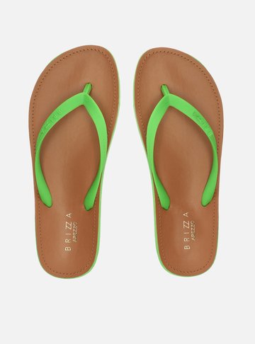 Chinelo de Dedo Verde Palmilha Marrom