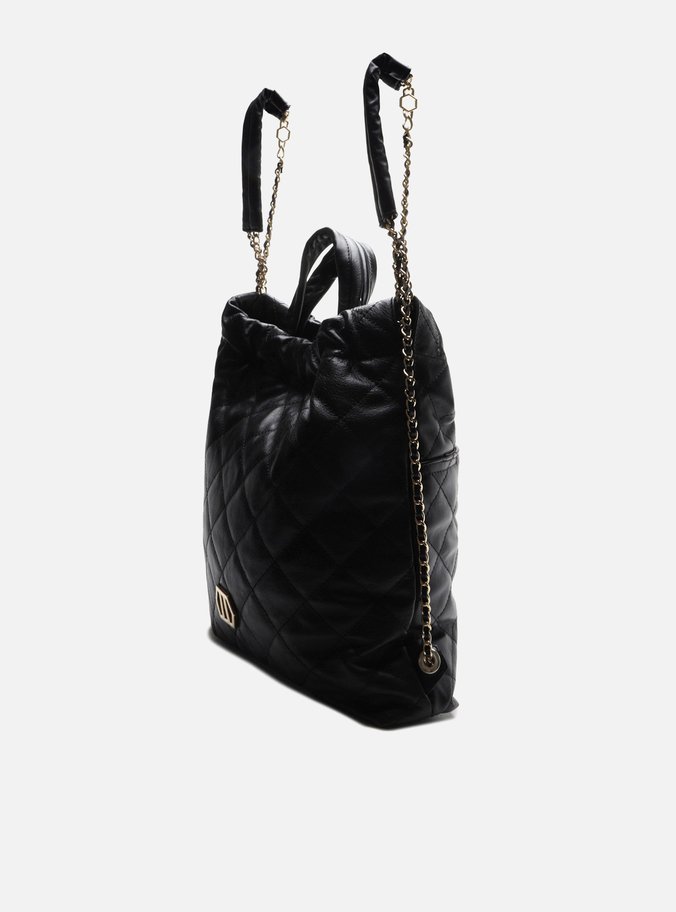 Mochila Preta Couro Charlotte Grande
