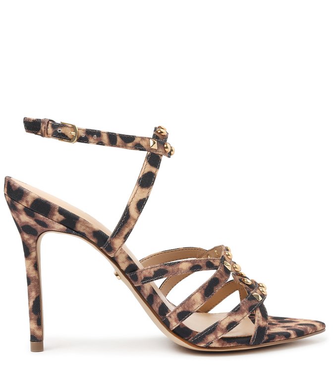 Sandália Animal Print Nala Tecido Salto Alto
