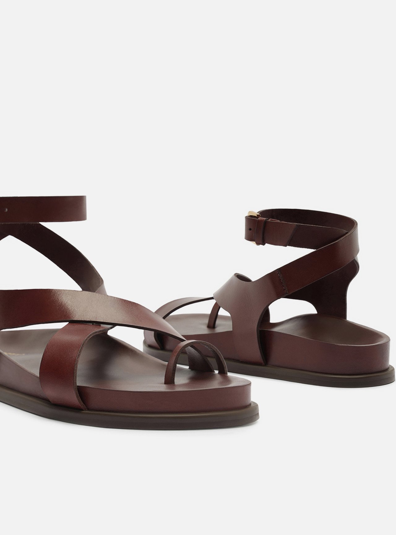Sandália Papete Marrom Couro Flatform Fivela Tiras — foto 4