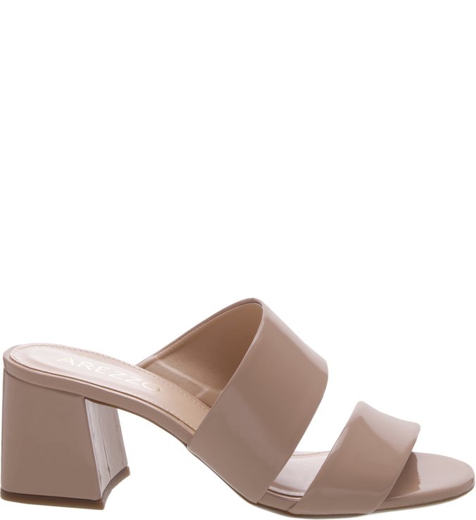 Tamanco Verniz Salto Bloco Nude Crema