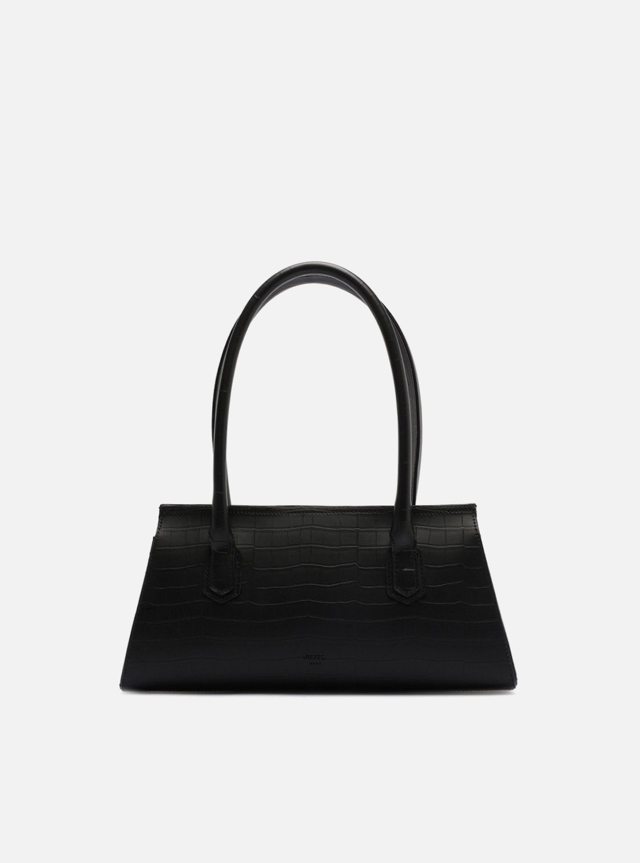 Bolsa Shoulder Preta Média Croco Metais — foto 3