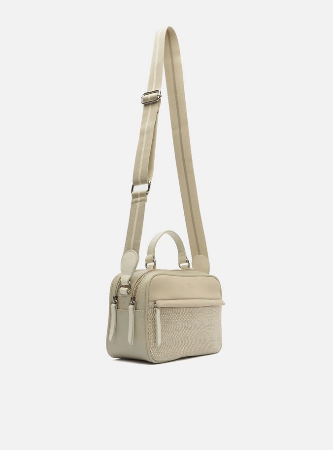 Bolsa Tiracolo Bege Prione Média Palha