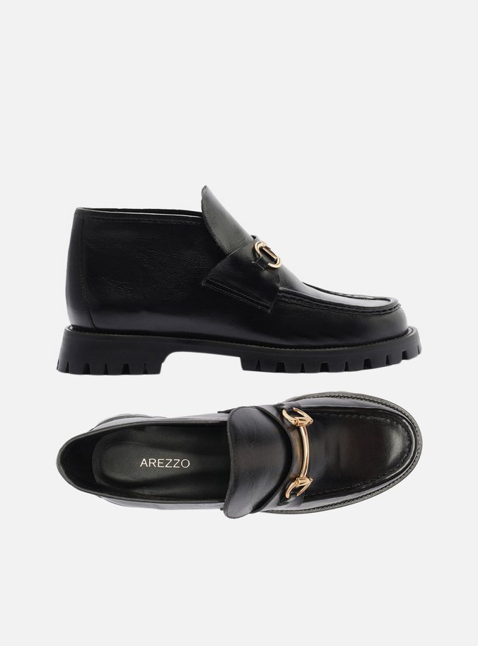 Mocassim Preto Couro Tratorado Bridão Siena