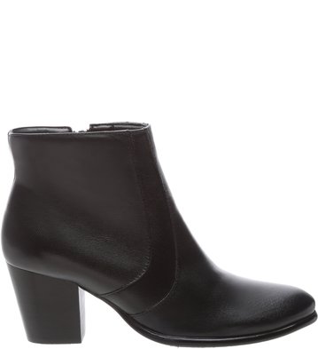 Bota Couro Linha Salto Preta