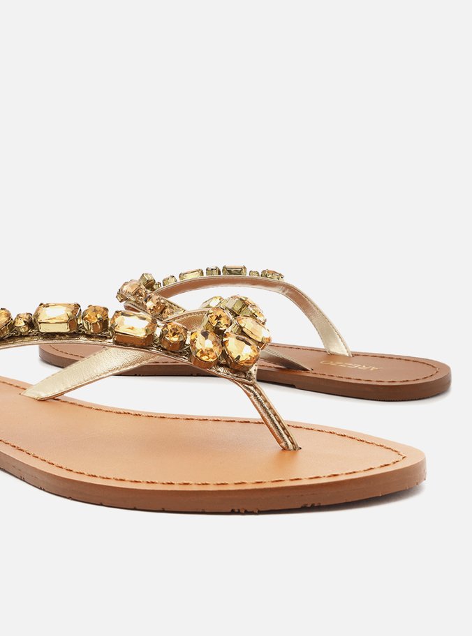 Rasteira Dourada Flip Flop Pedrarias