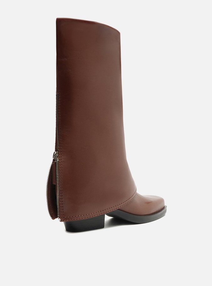 Bota Marrom Couro Cano Médio Montaria Capa