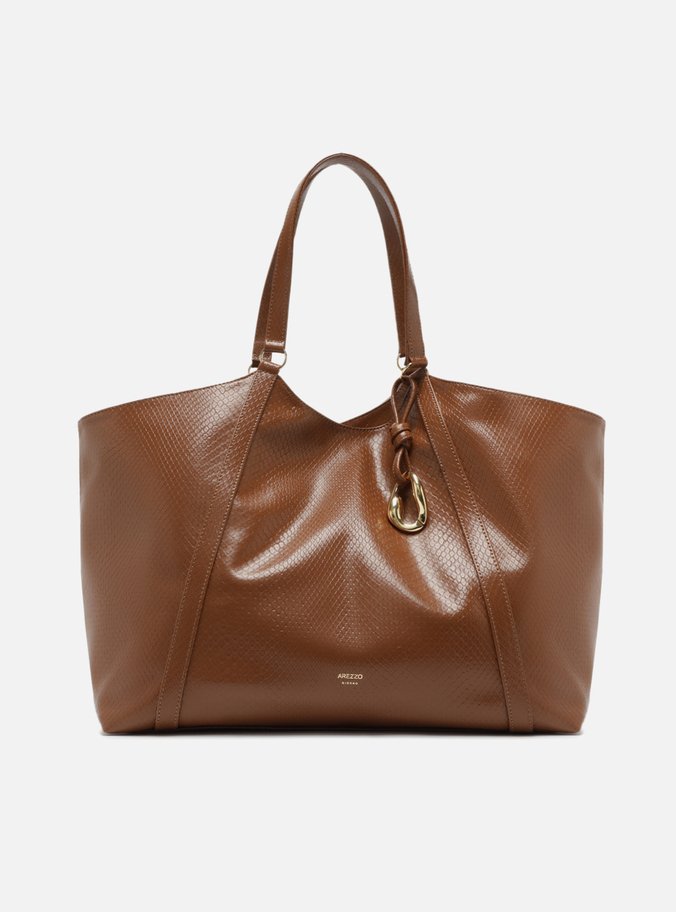 Bolsa Shopping Marrom Envernizada Grande