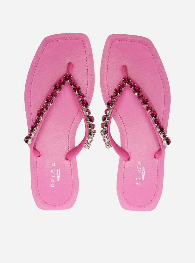 Chinelo de Dedo Rosa Square Aplicações