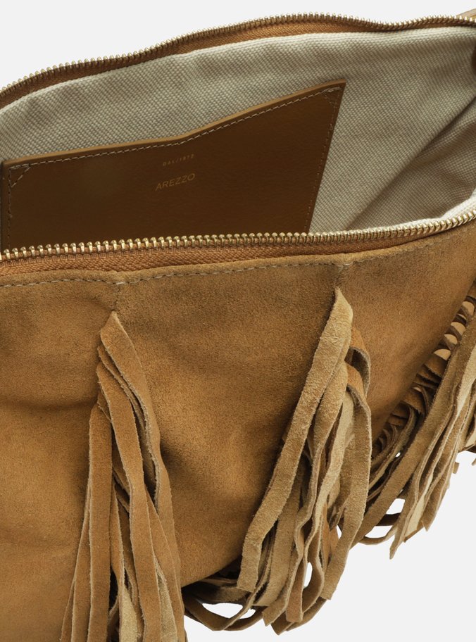 Bolsa Tiracolo Marrom Suede Grande Franjas
