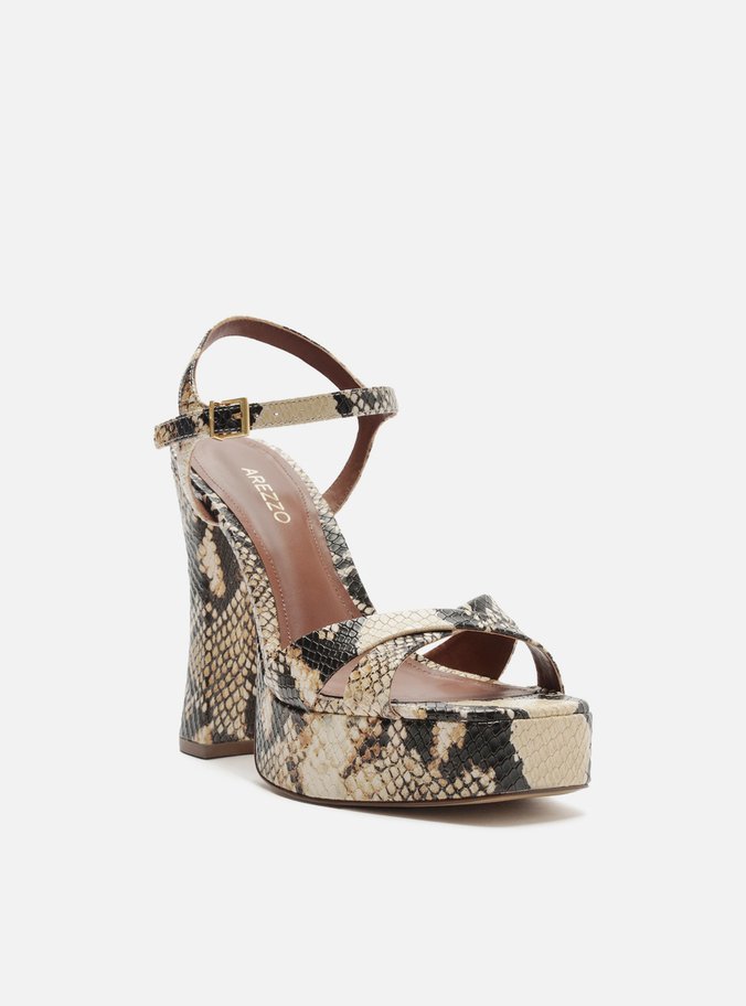 Sandália Animal Print Meia Pata Bico Quadrado