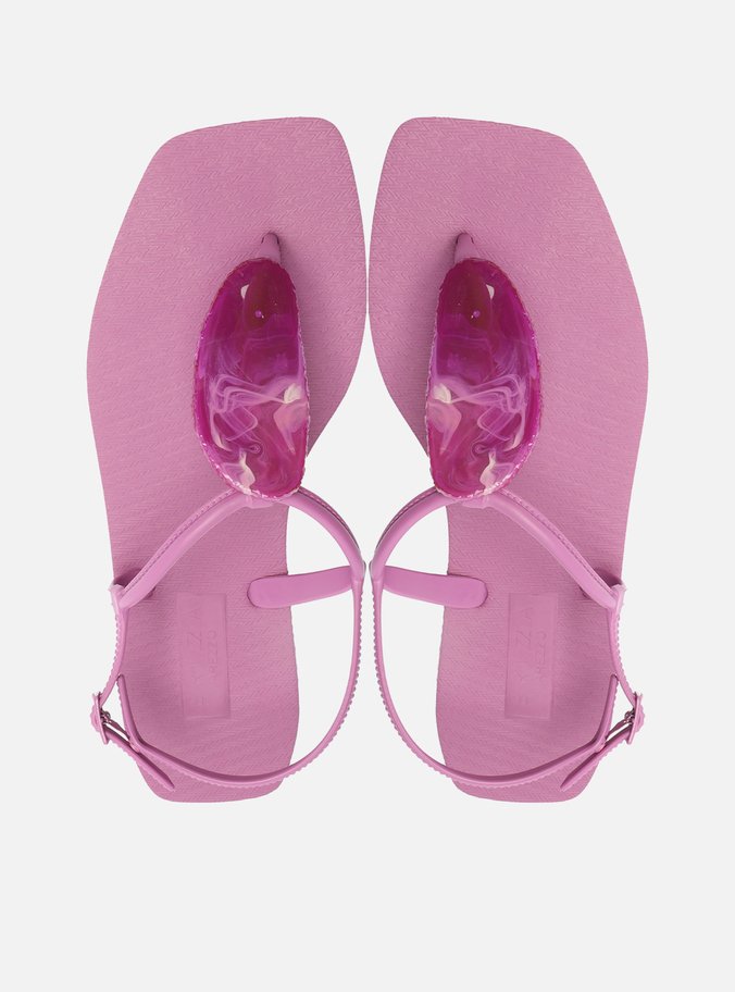 Sandália Rasteira Roxa Square Thong Brizza