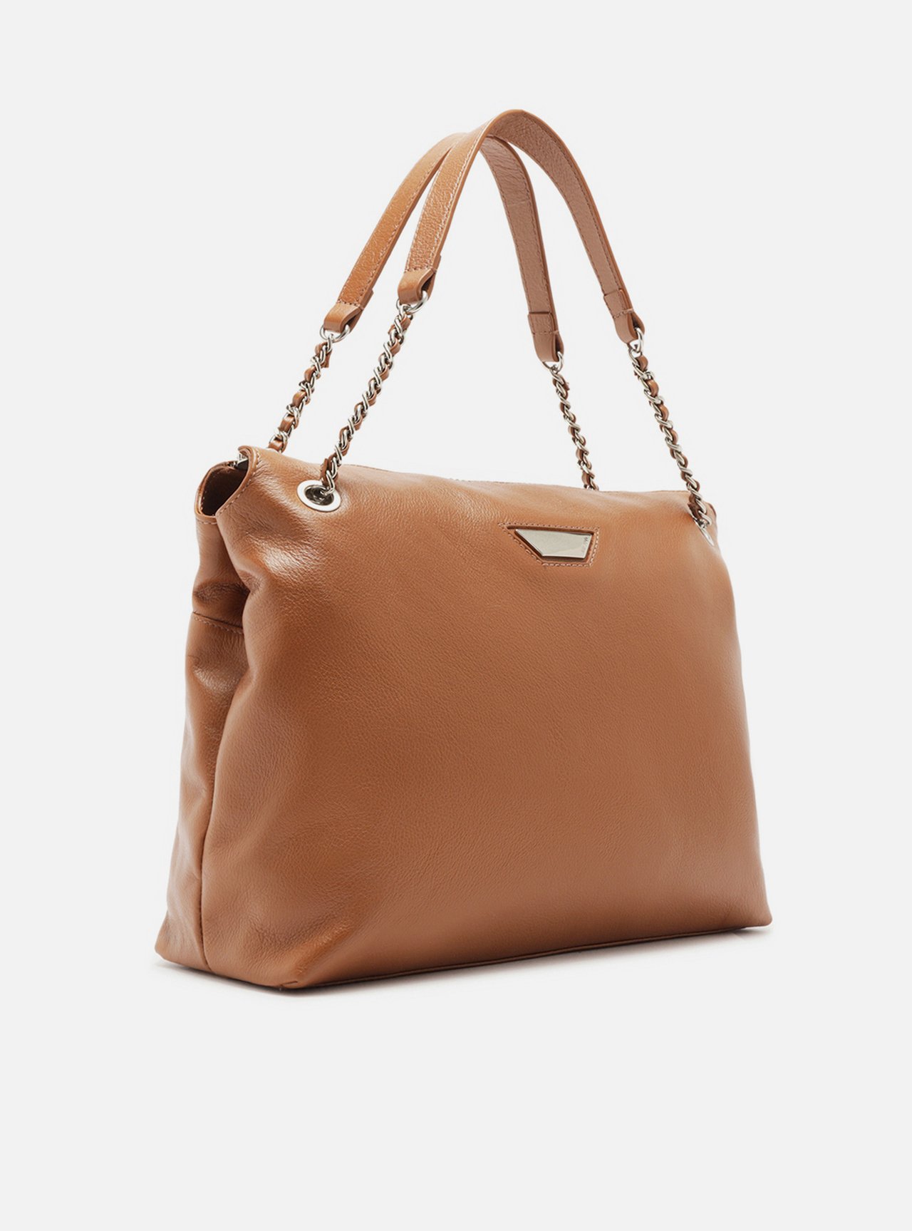 Bolsa Shopping Marrom Couro Grande Metal — foto 5