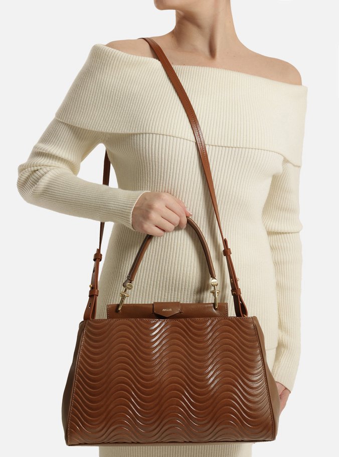 Bolsa Tote Marrom Couro Wave Grande