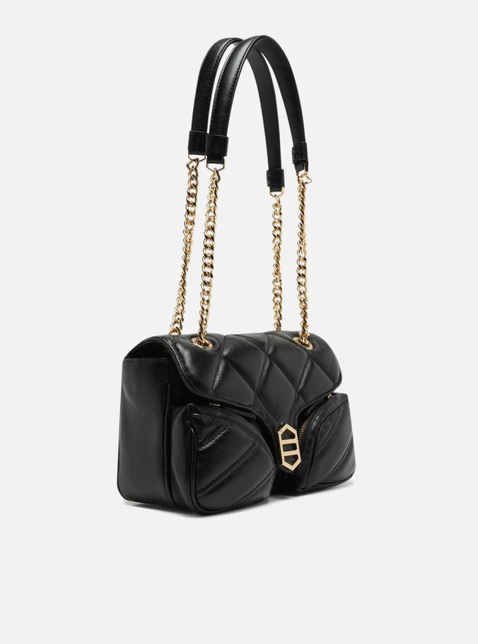 Bolsa Tiracolo Preta Couro Média Matelassê