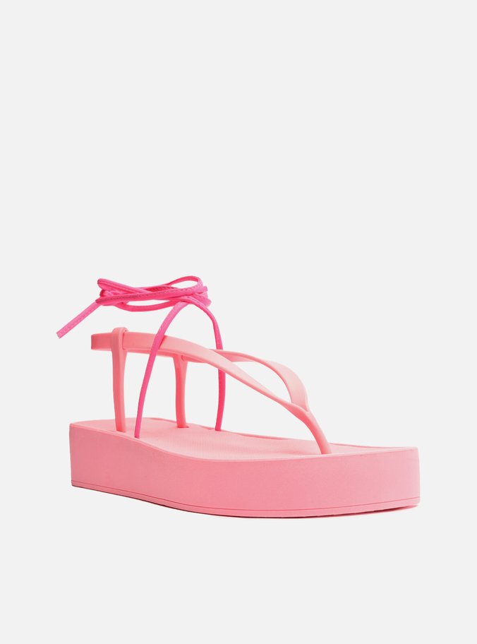 Sandália Rosa Flatform Amarração Bela Brizza